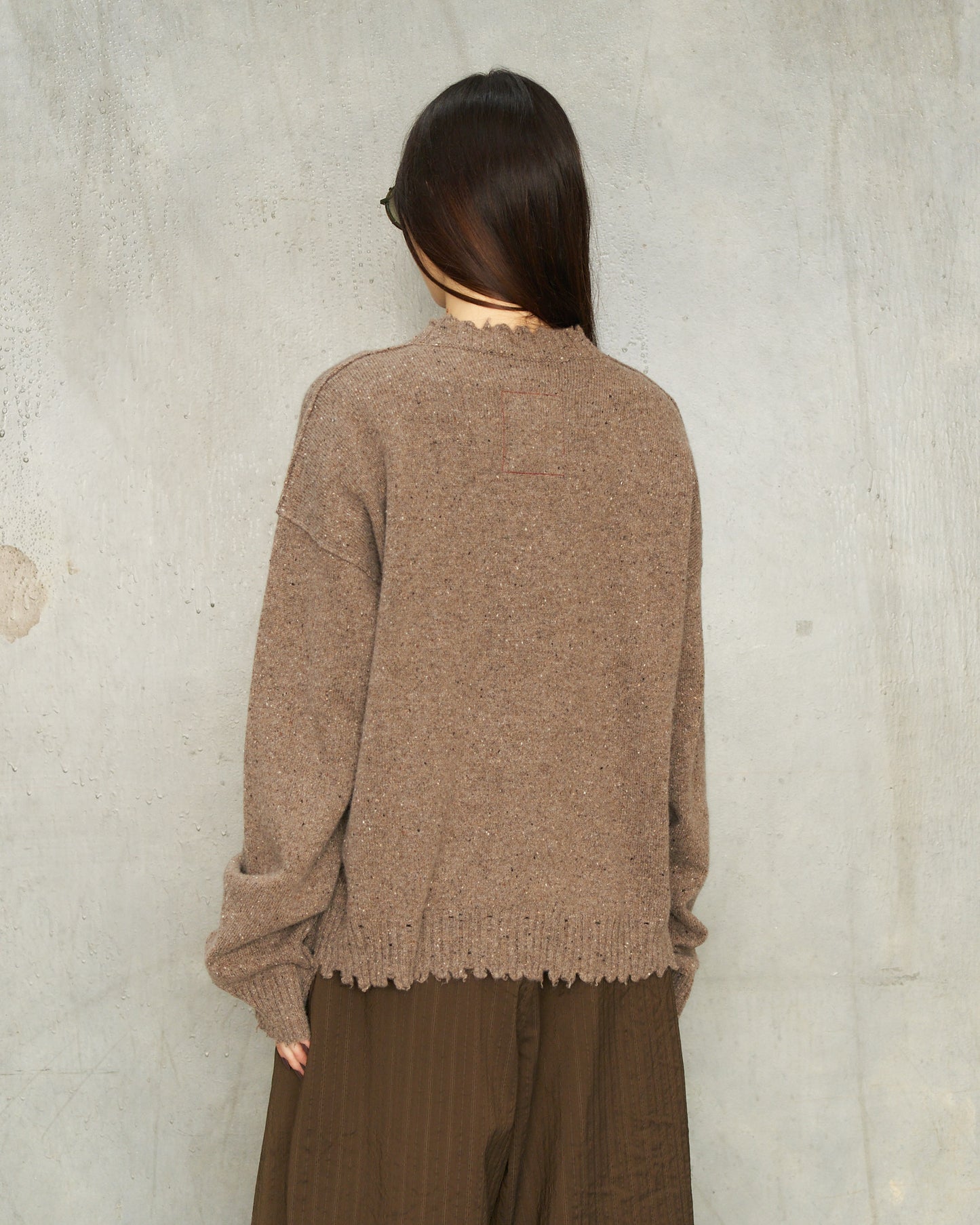 Grey Speckle Trim Sweater