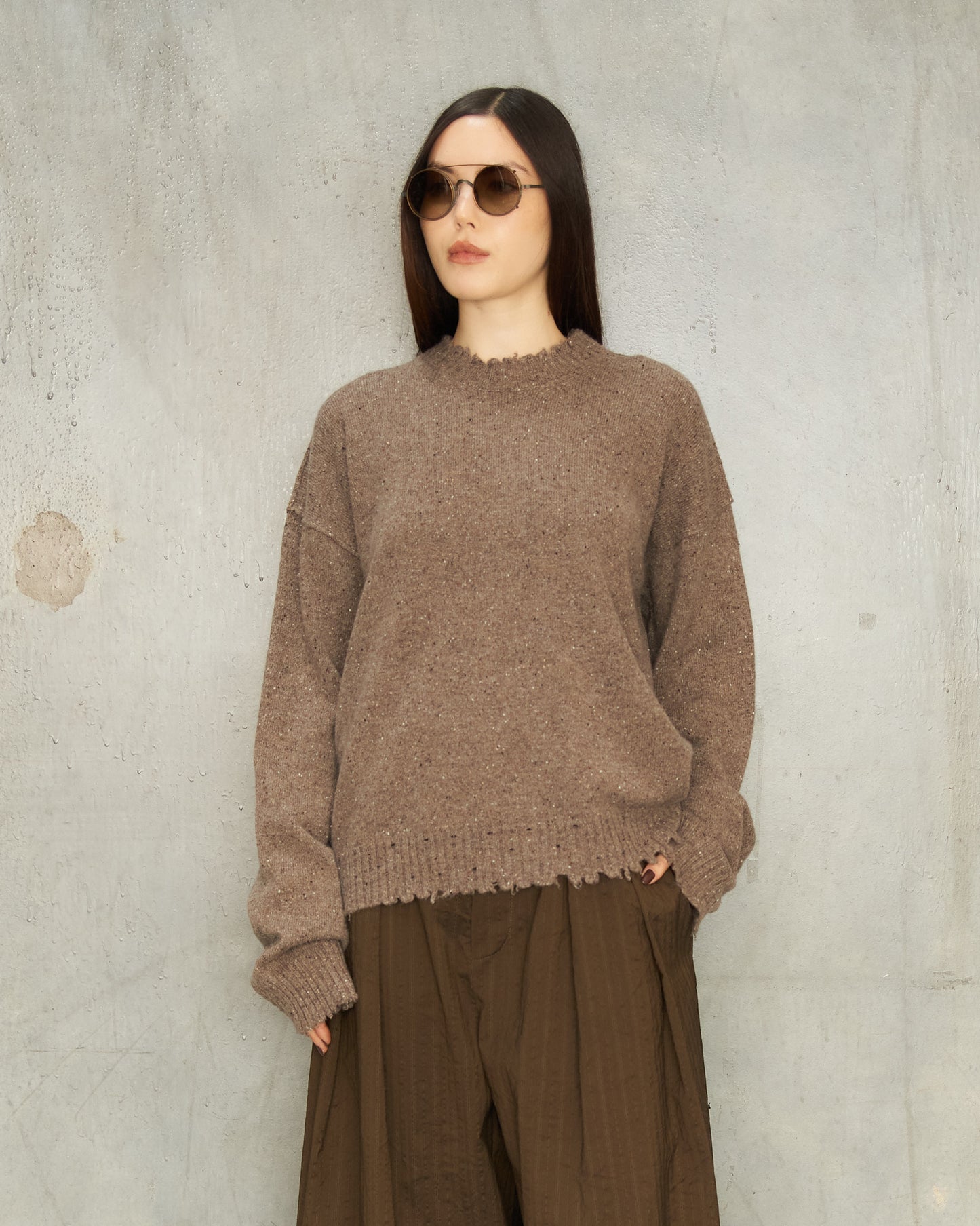 Grey Speckle Trim Sweater