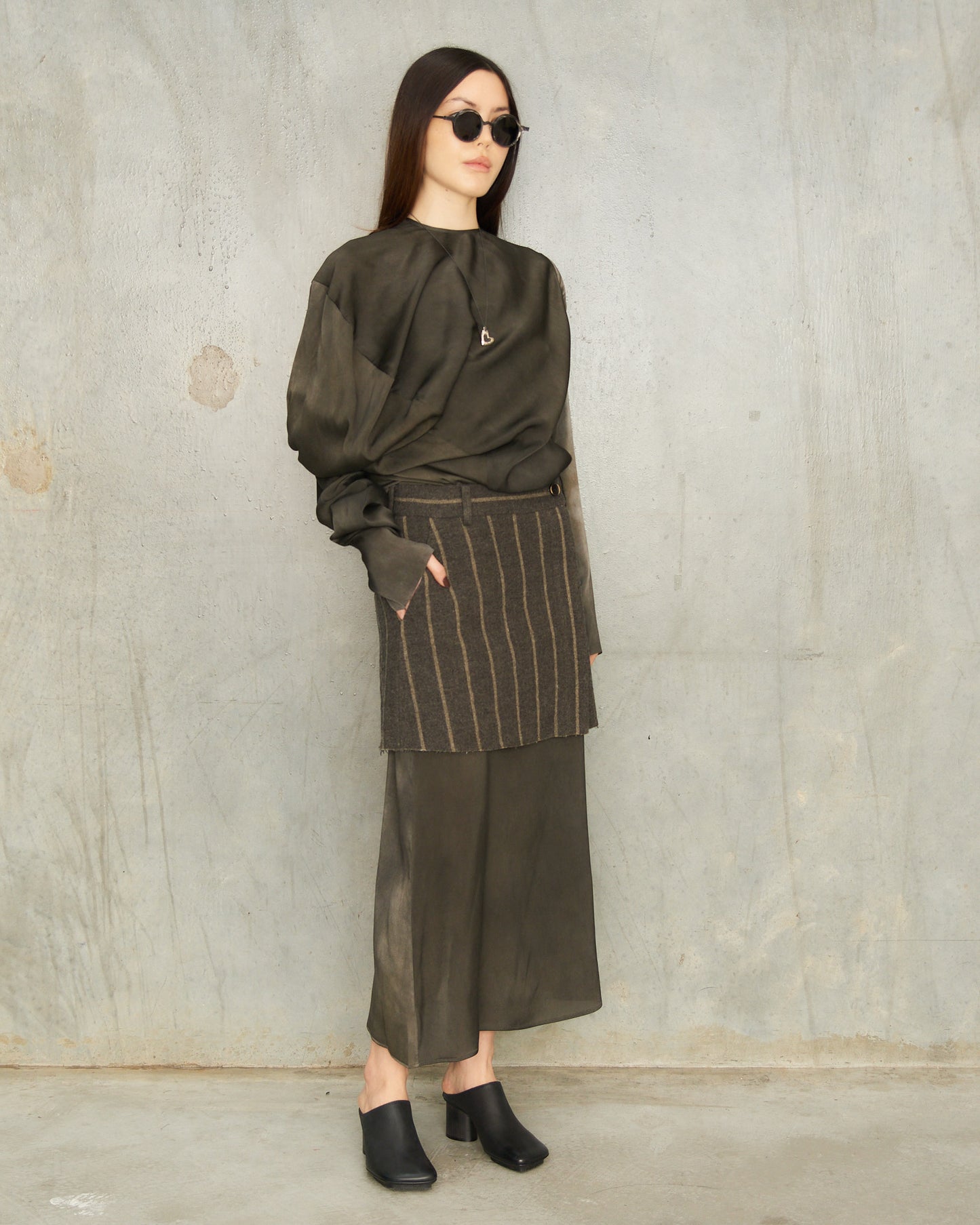 Grey Stripe Tropical Skirt