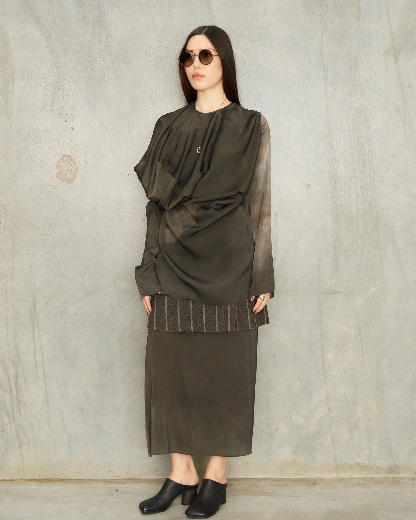 Grey Stripe Tropical Skirt