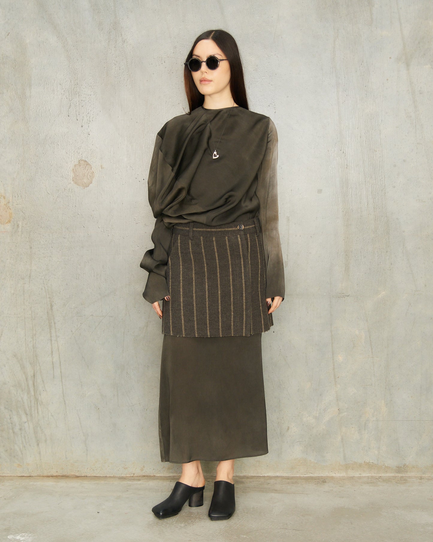 Grey Stripe Tropical Skirt