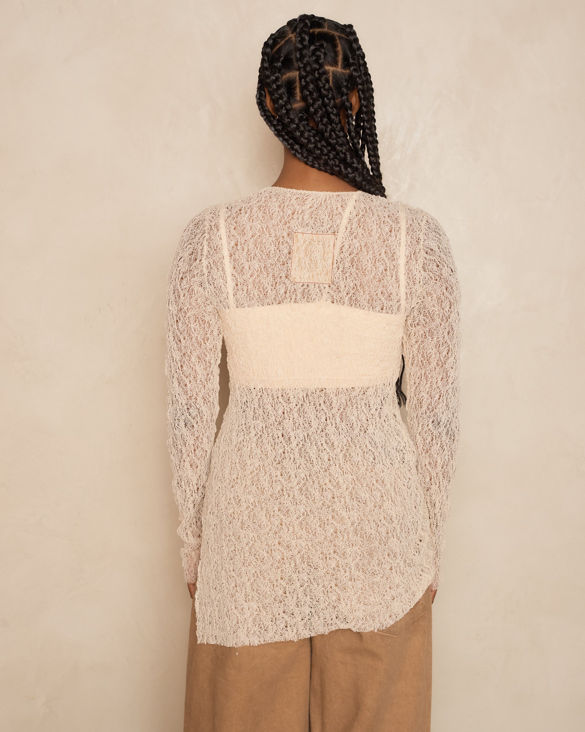 Off White Long Sleeve Lace Top – Dilettante