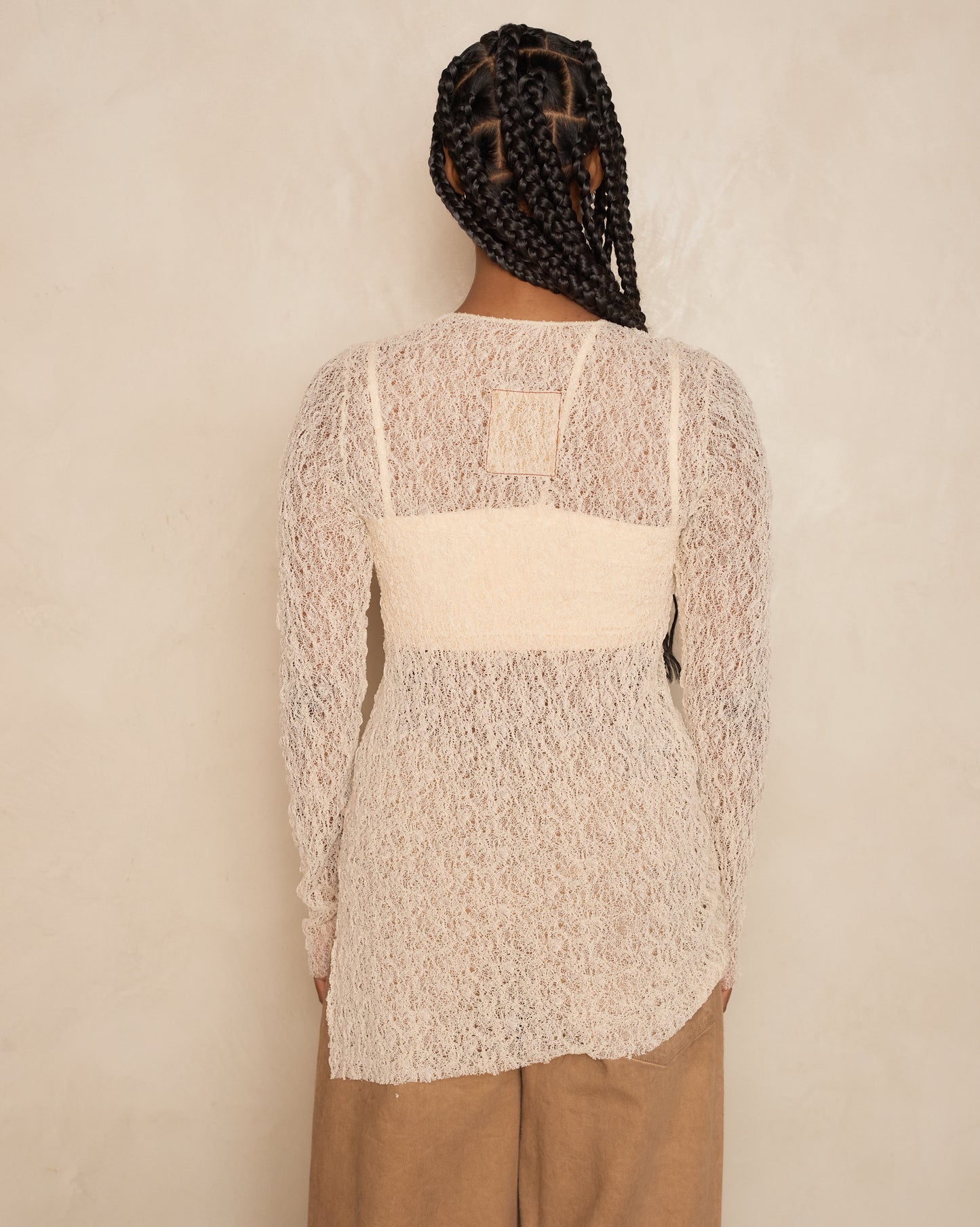 Off White Long Sleeve Lace Top