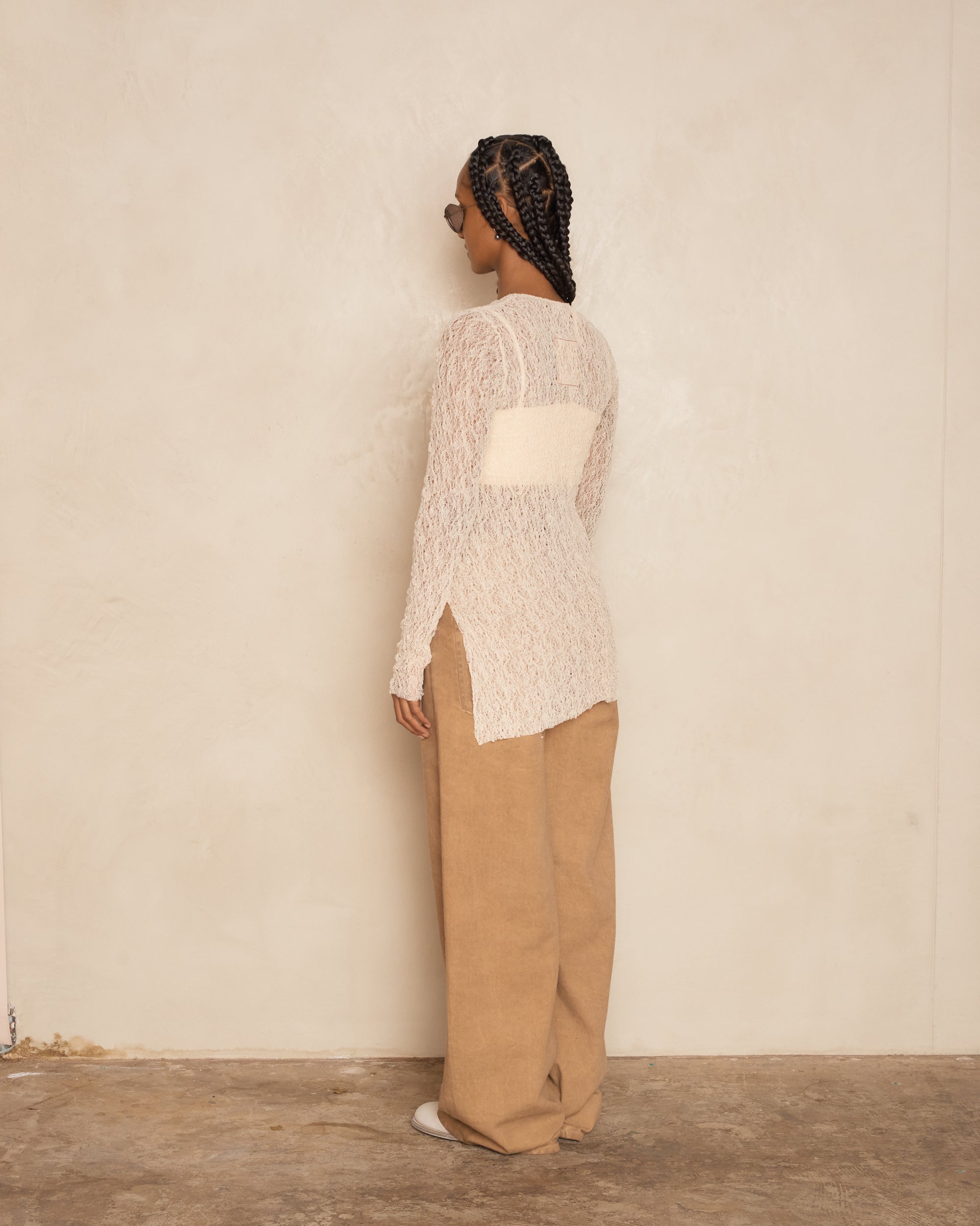 Off White Long Sleeve Lace Top – Dilettante