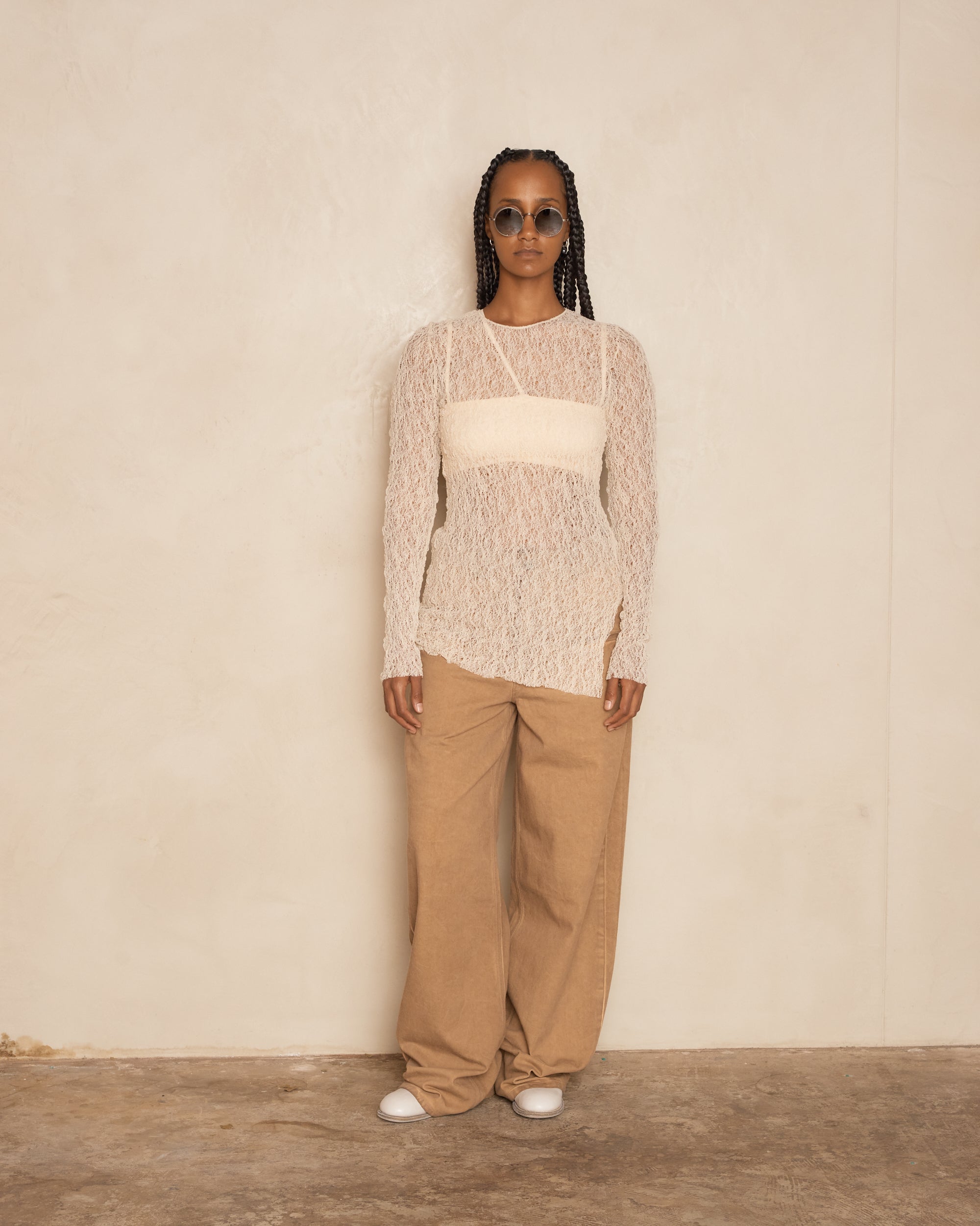 Off White Long Sleeve Lace Top – Dilettante