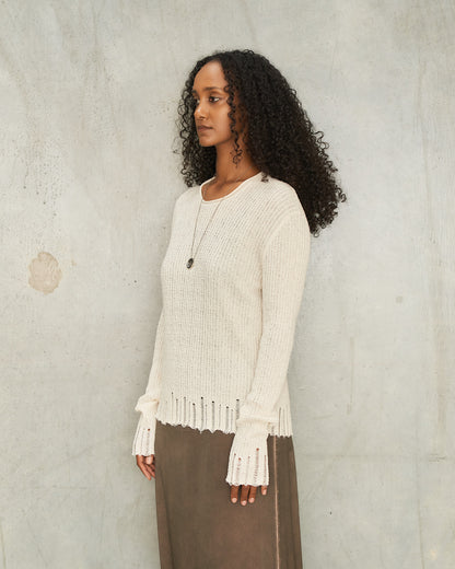 Off White Trim Long Sleeve Top