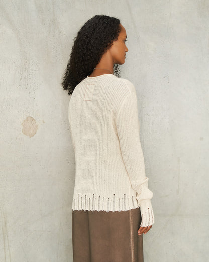 Off White Trim Long Sleeve Top