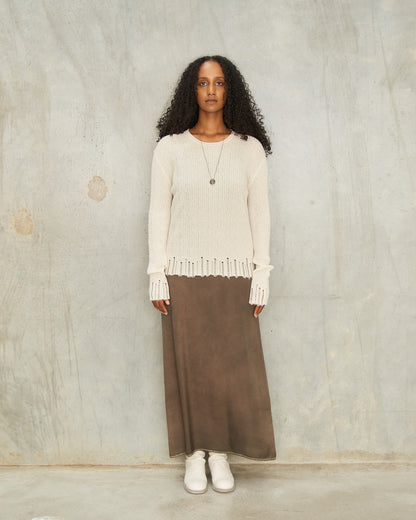 Off White Trim Long Sleeve Top