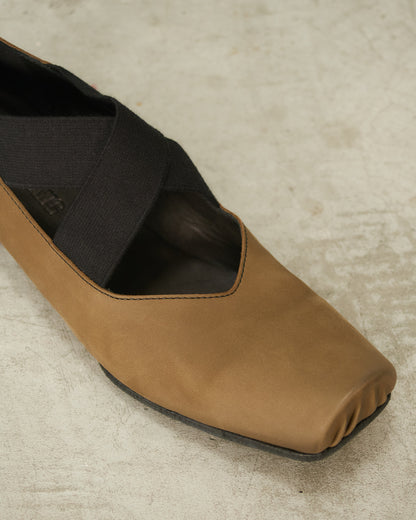 Dark Olive Leather Ballet Shoes