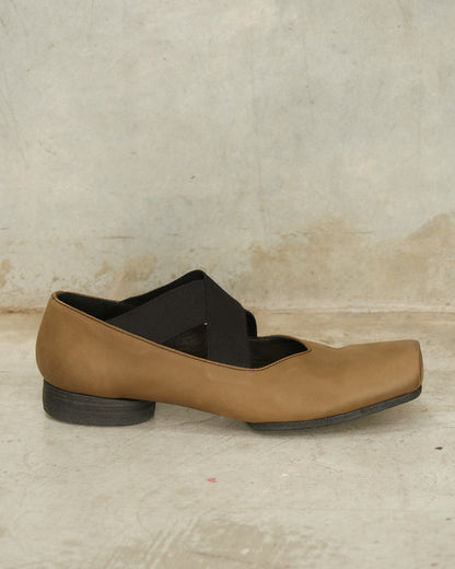 Dark Olive Leather Ballet Shoes