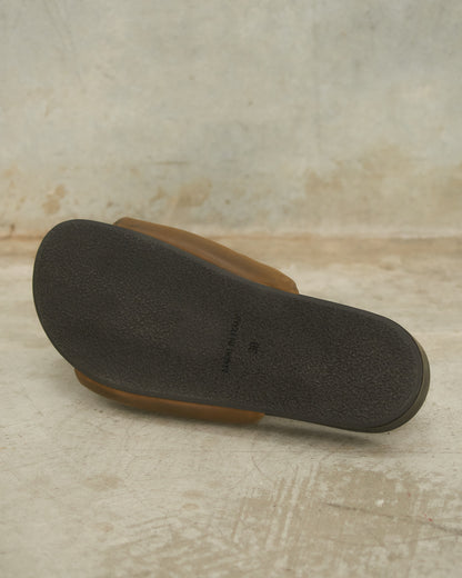 Dark Olive Leather Slides