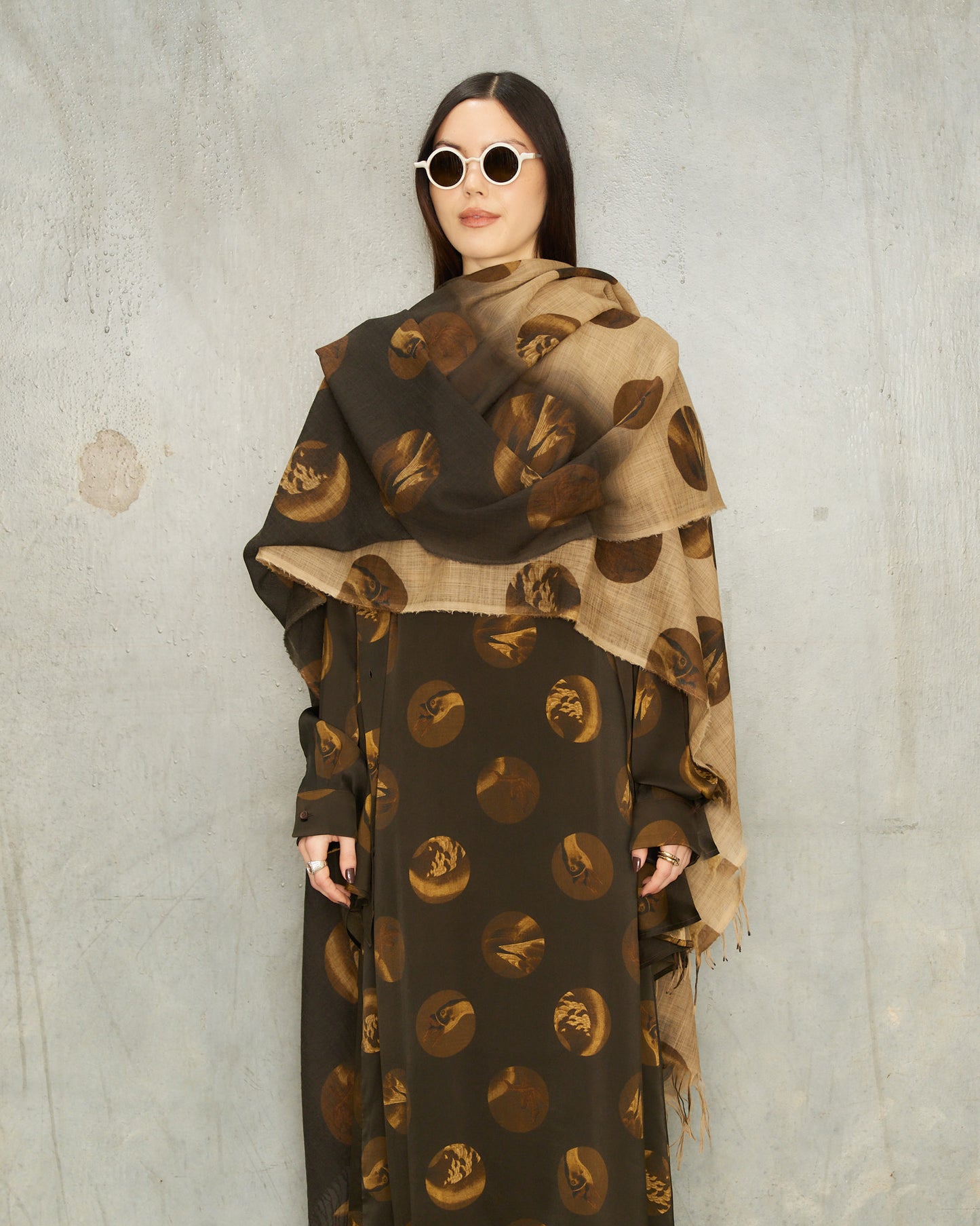 Tan Brown Spot Scarf