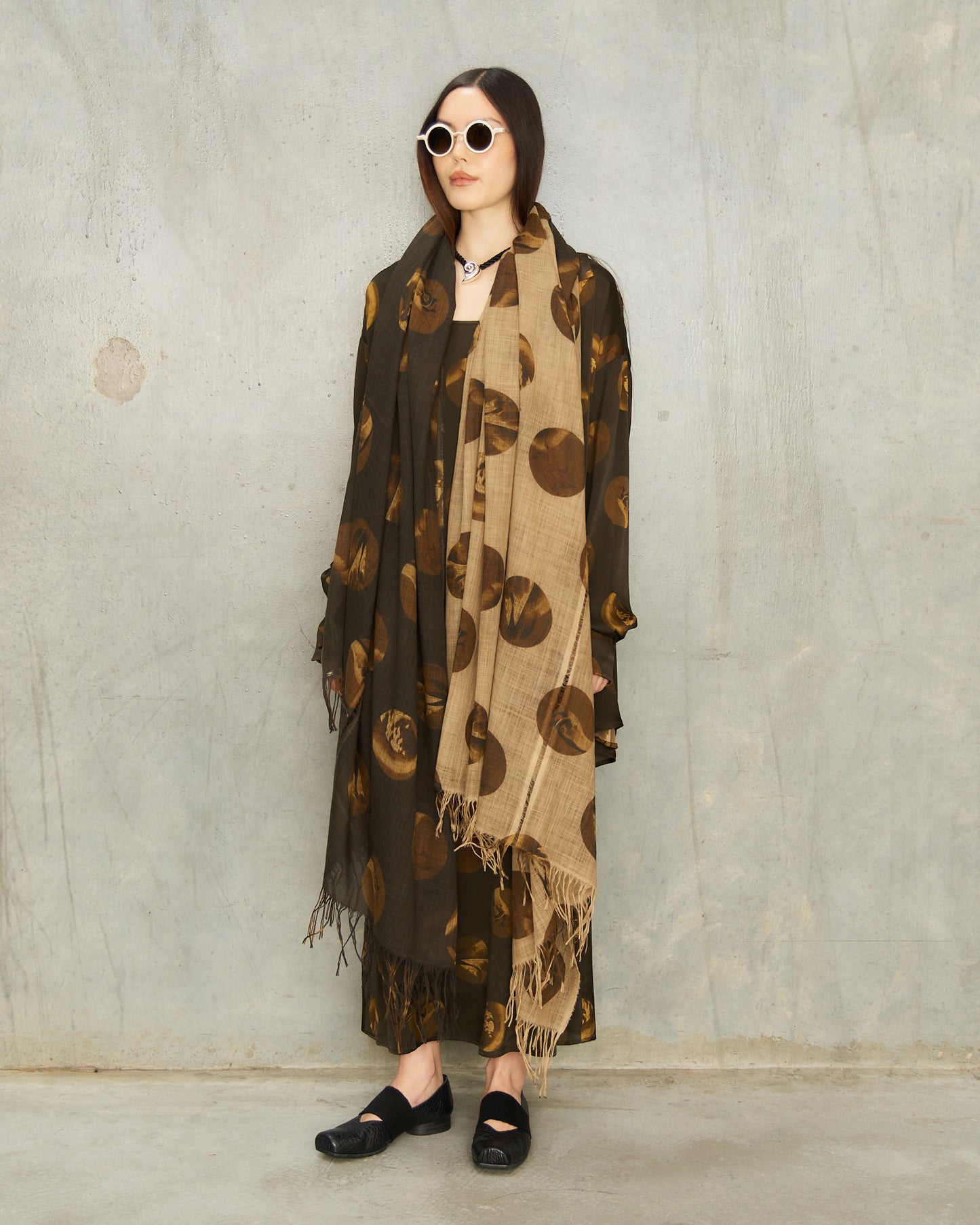 Tan Brown Spot Scarf