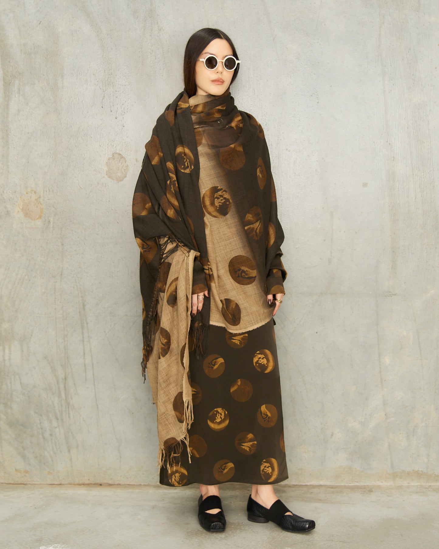 Tan Brown Spot Scarf