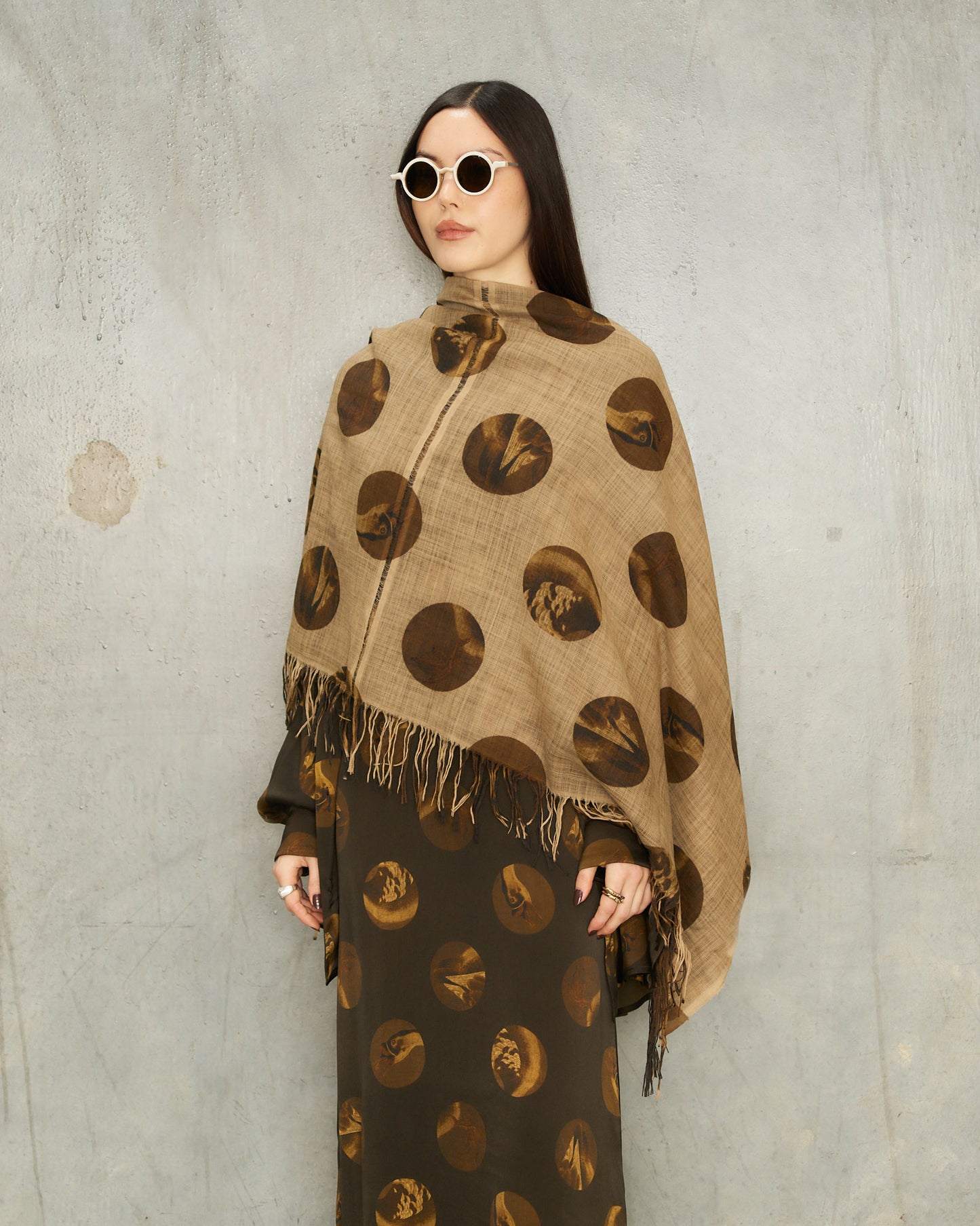 Tan Brown Spot Scarf