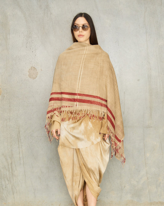 Tan Red Stripe Scarf