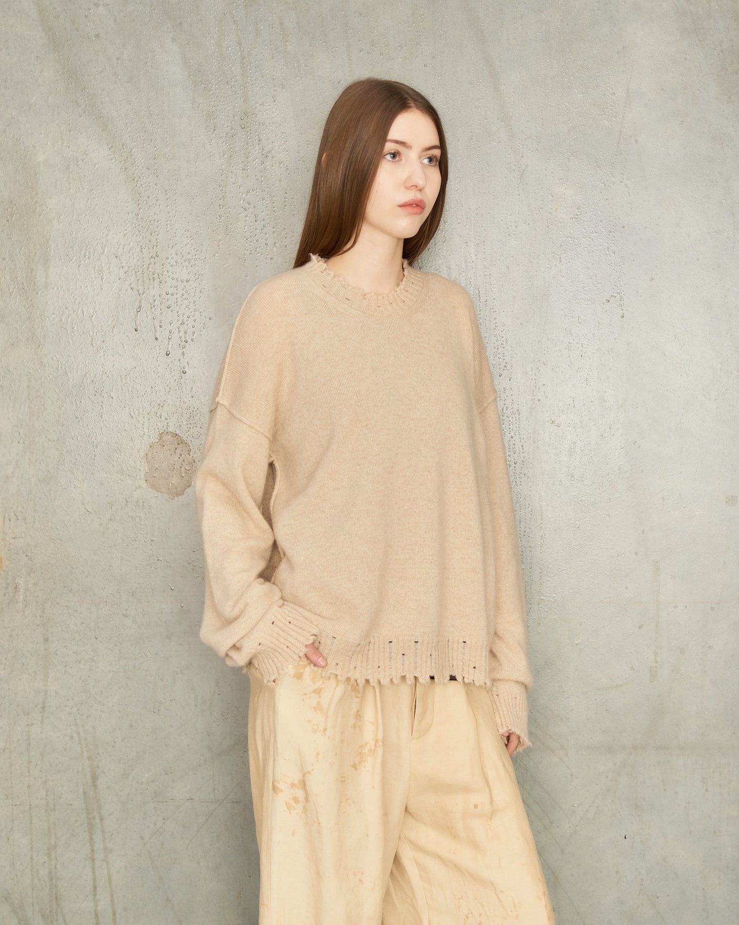 Tan Trim Wool Sweater