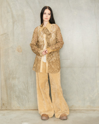 Tan Velvet Punnet Pants