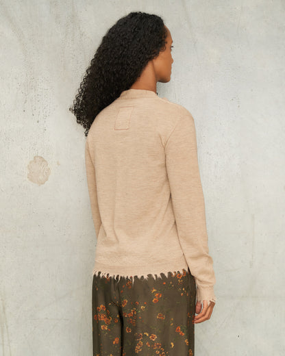 Tan Wool Trim Cardigan