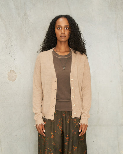 Tan Wool Trim Cardigan