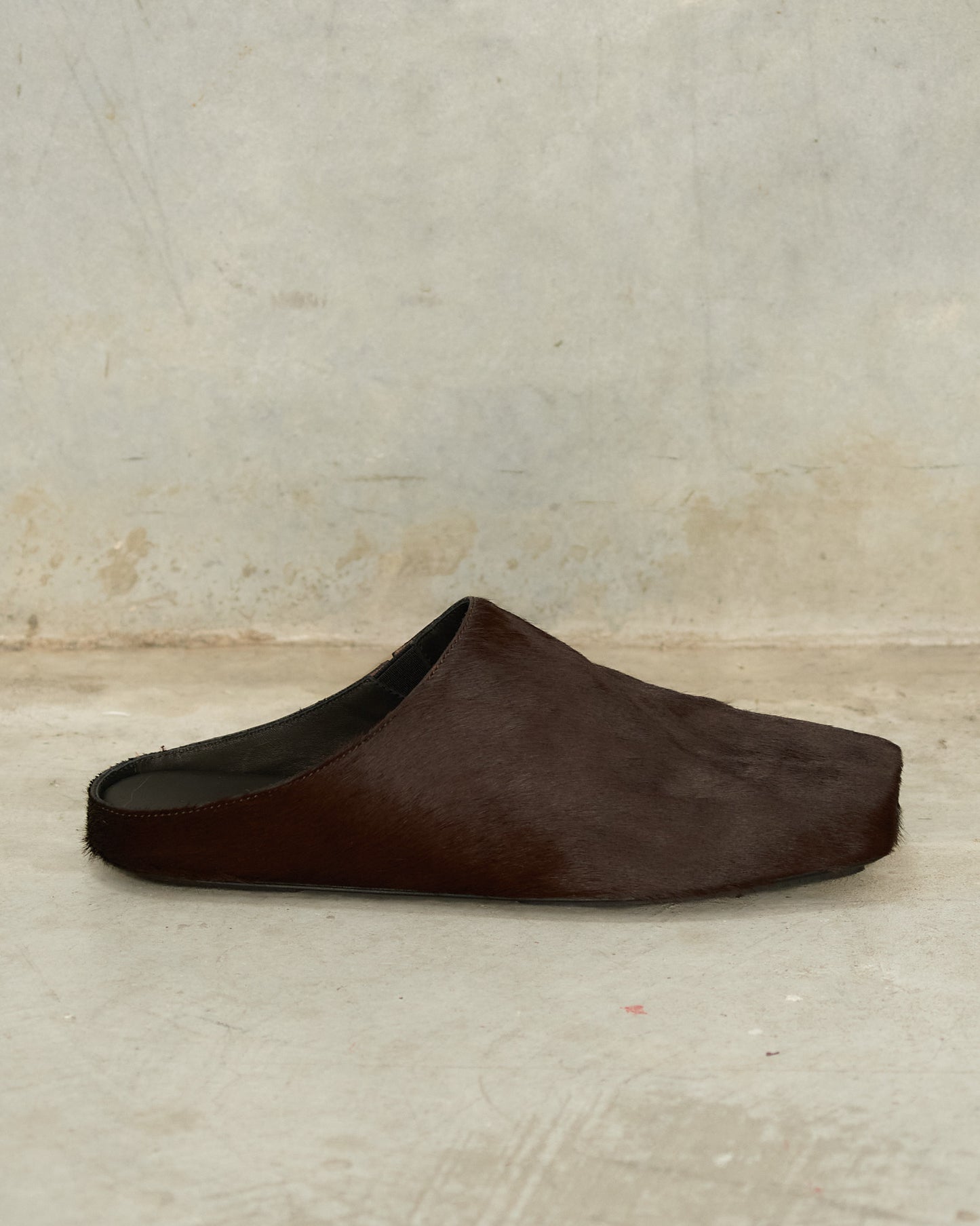 Wine Pony Hair Ballet Slippers