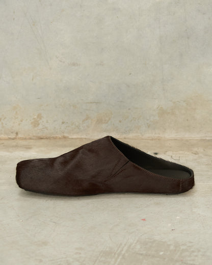 Wine Pony Hair Ballet Slippers