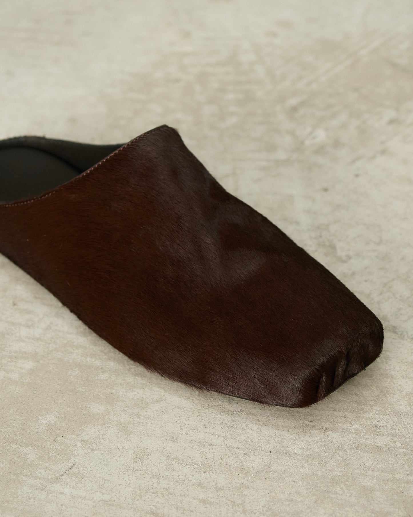 Wine Pony Hair Ballet Slippers