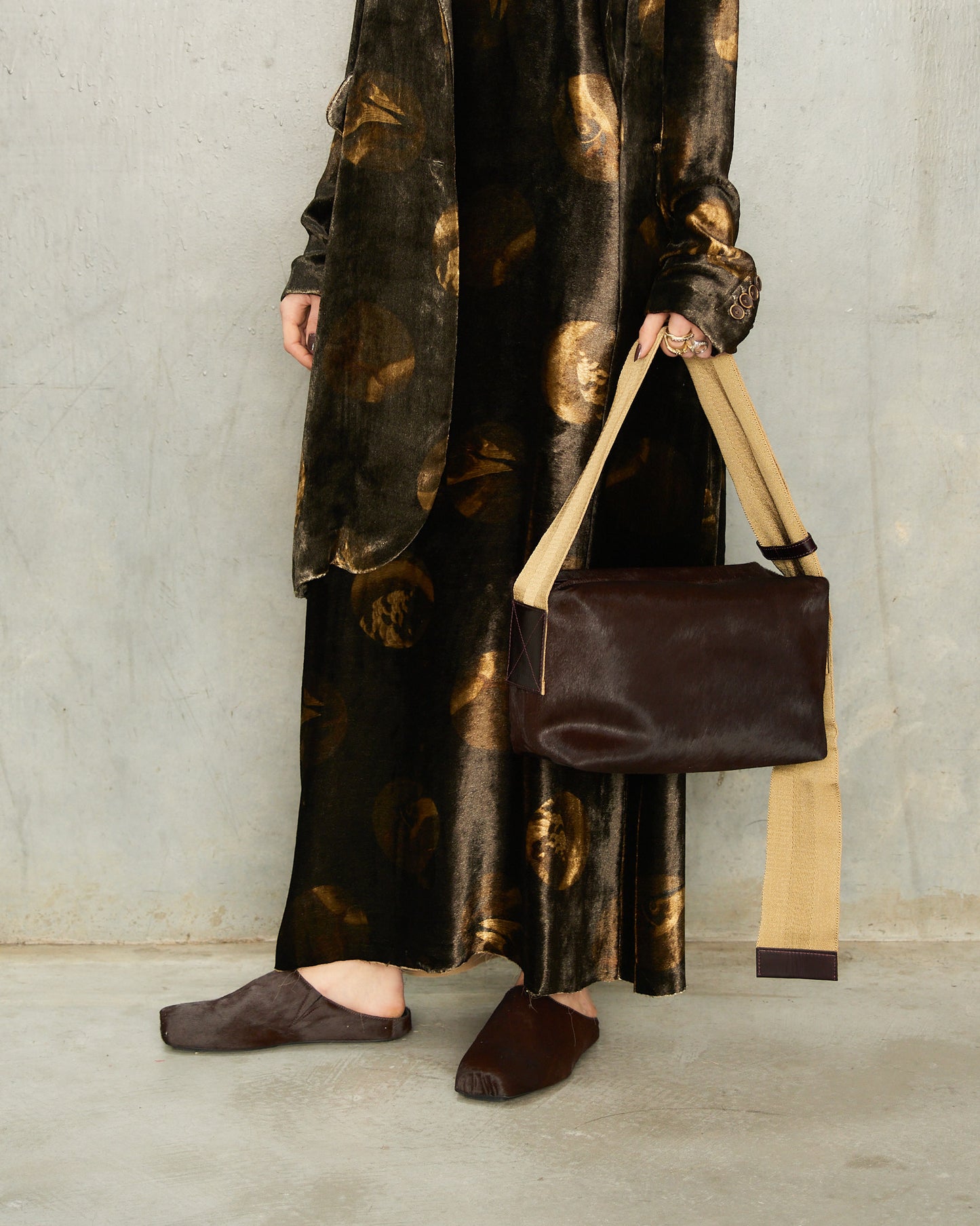 Wine Pony Hair Ballet Slippers