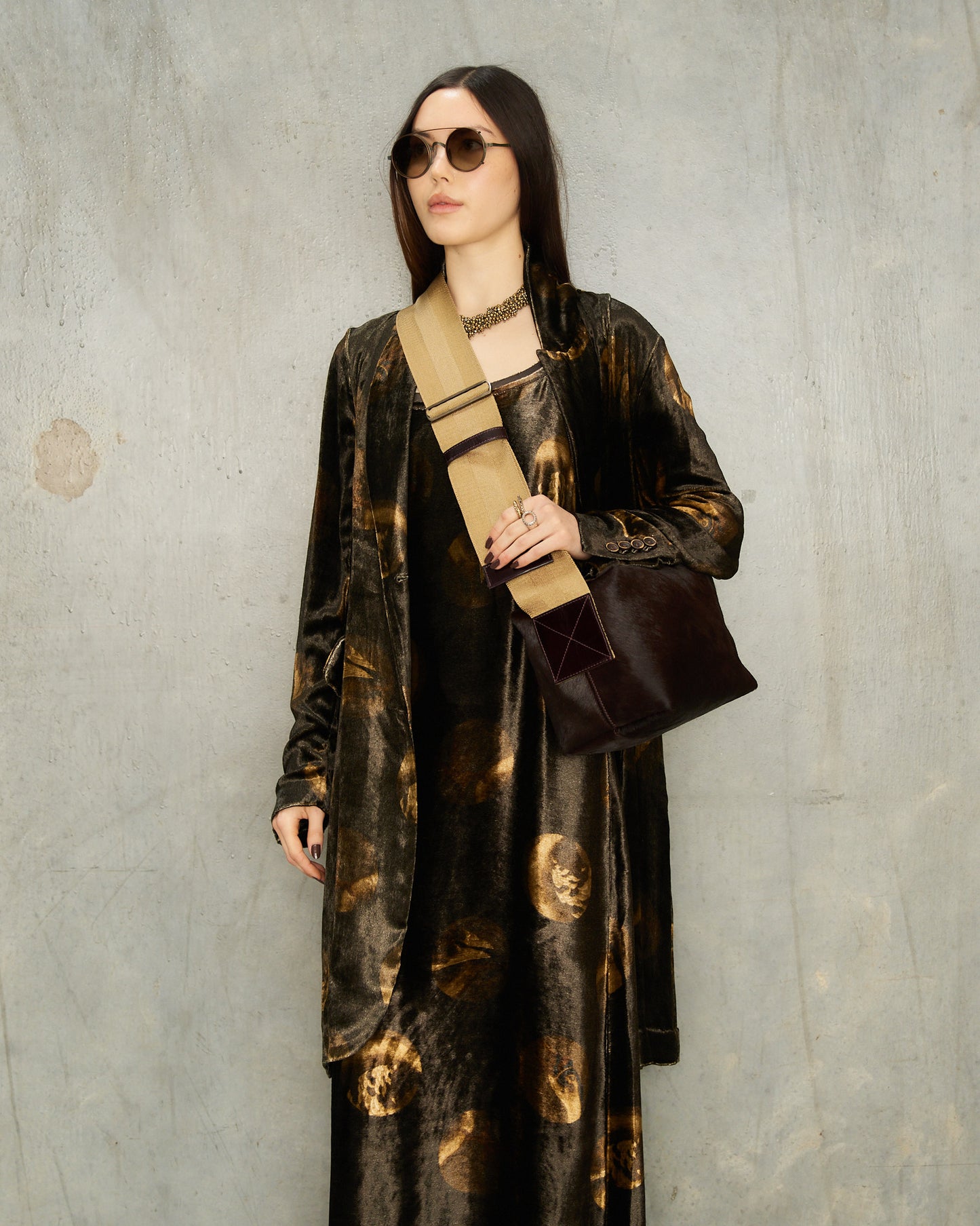 Wine Pony Hair Shoulder Bag