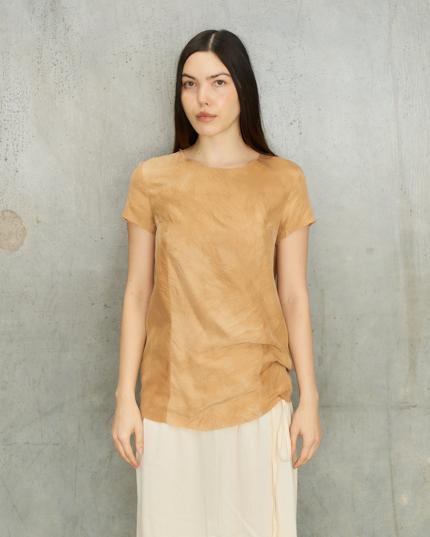 Uma Wang Tan Silk Frayed Top
