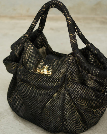 Vivienne Westwood Black Gold Thick Mesh Bag