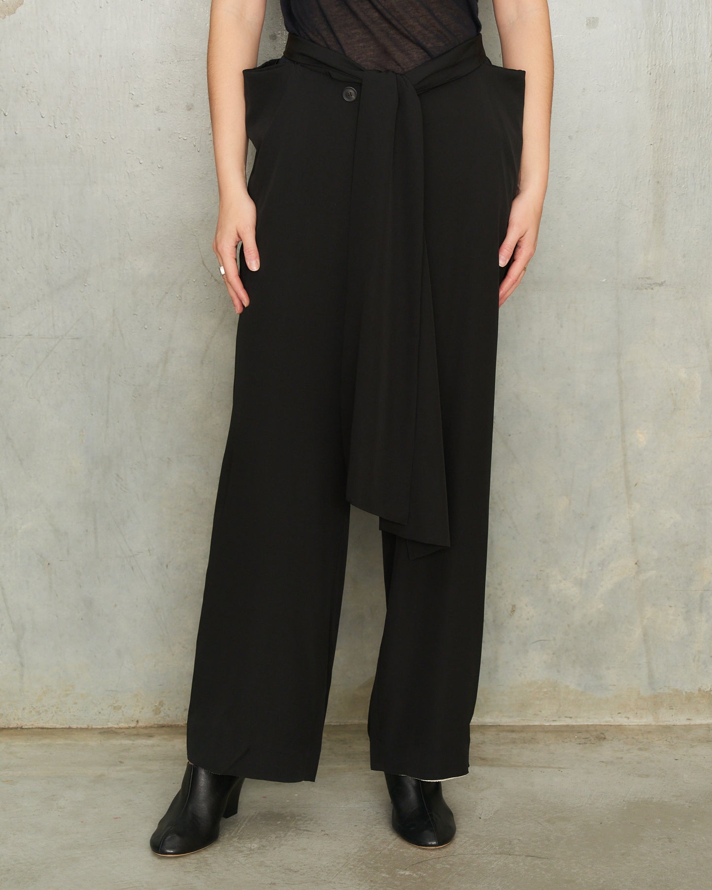 Yohji Yamamoto Black Cut Out Waist Trousers