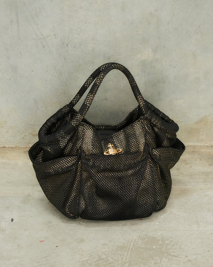 Vivienne Westwood Black Gold Thick Mesh Bag