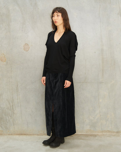 Black Irati Split Front Skirt