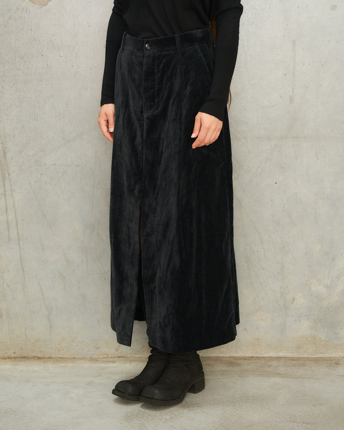 Black Irati Split Front Skirt