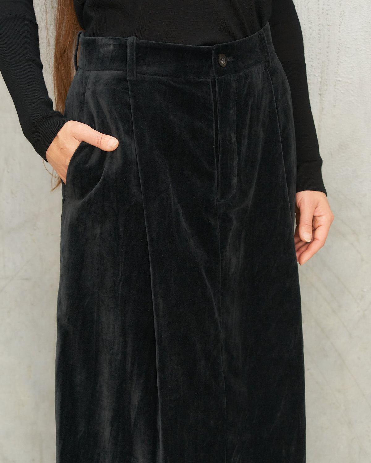 Black Irati Split Front Skirt