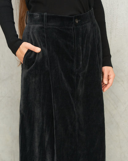 Black Irati Split Front Skirt