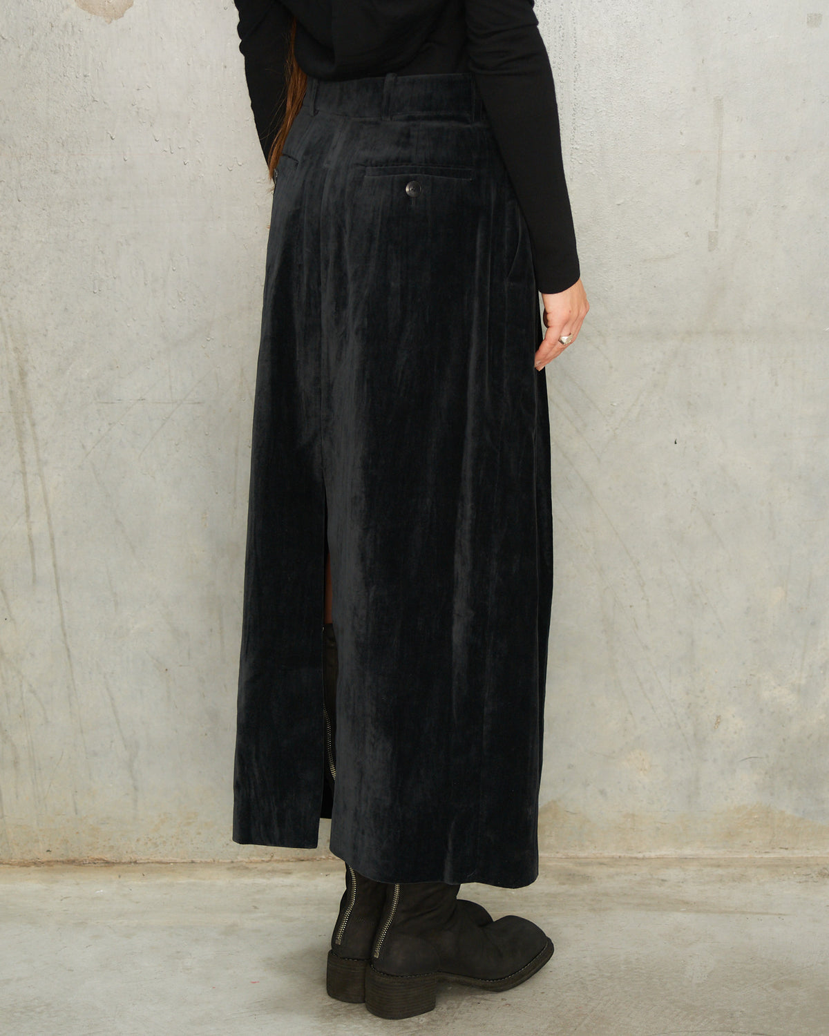 Black Irati Split Front Skirt