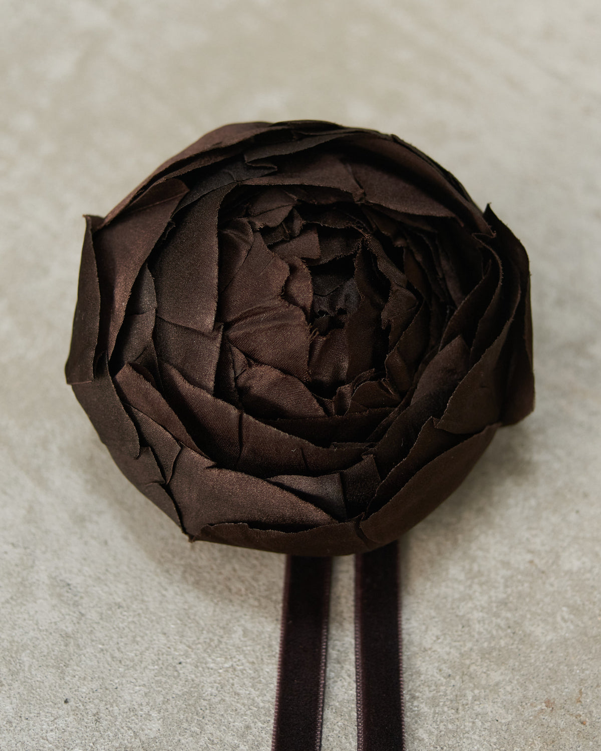 Brown Silk Peony Brooch
