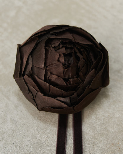 Brown Silk Peony Brooch