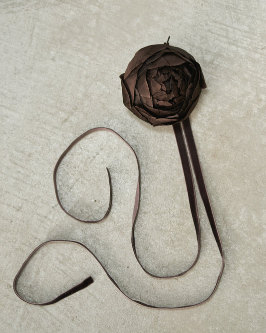 Brown Silk Peony Brooch
