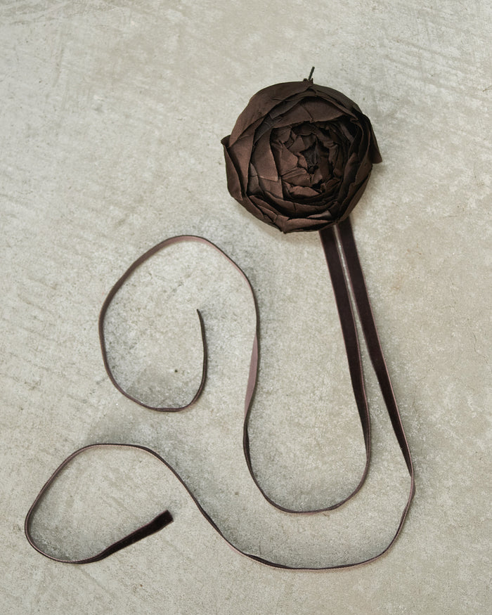 Brown Silk Peony Brooch
