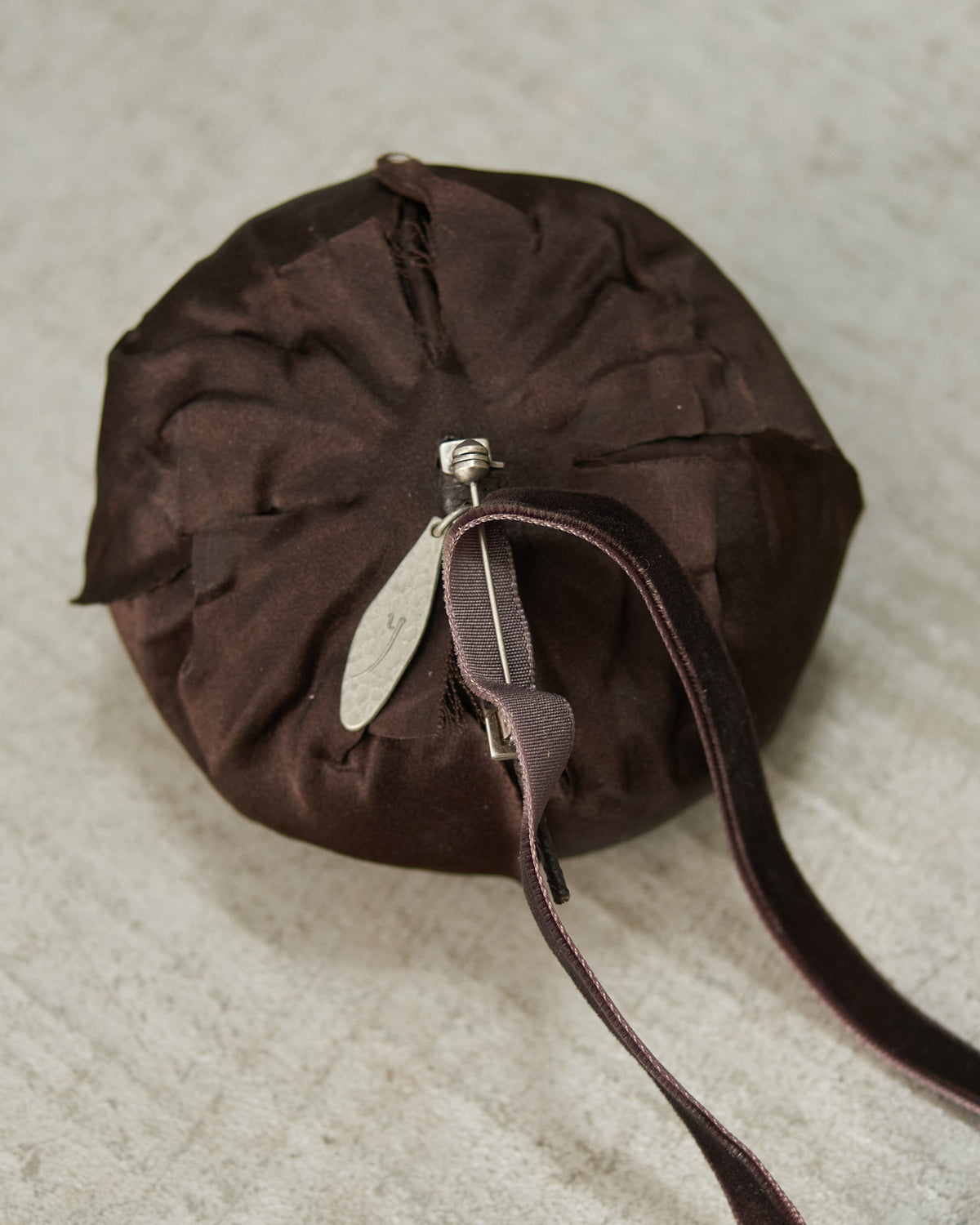 Brown Silk Peony Brooch
