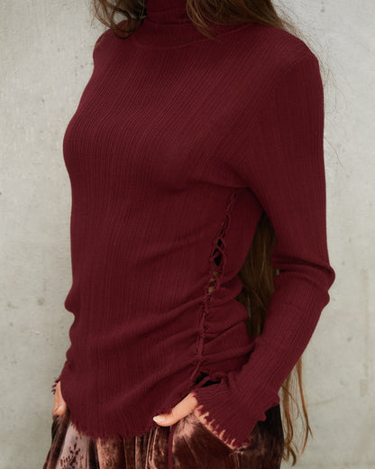 Brick Red Braiding Knit Top