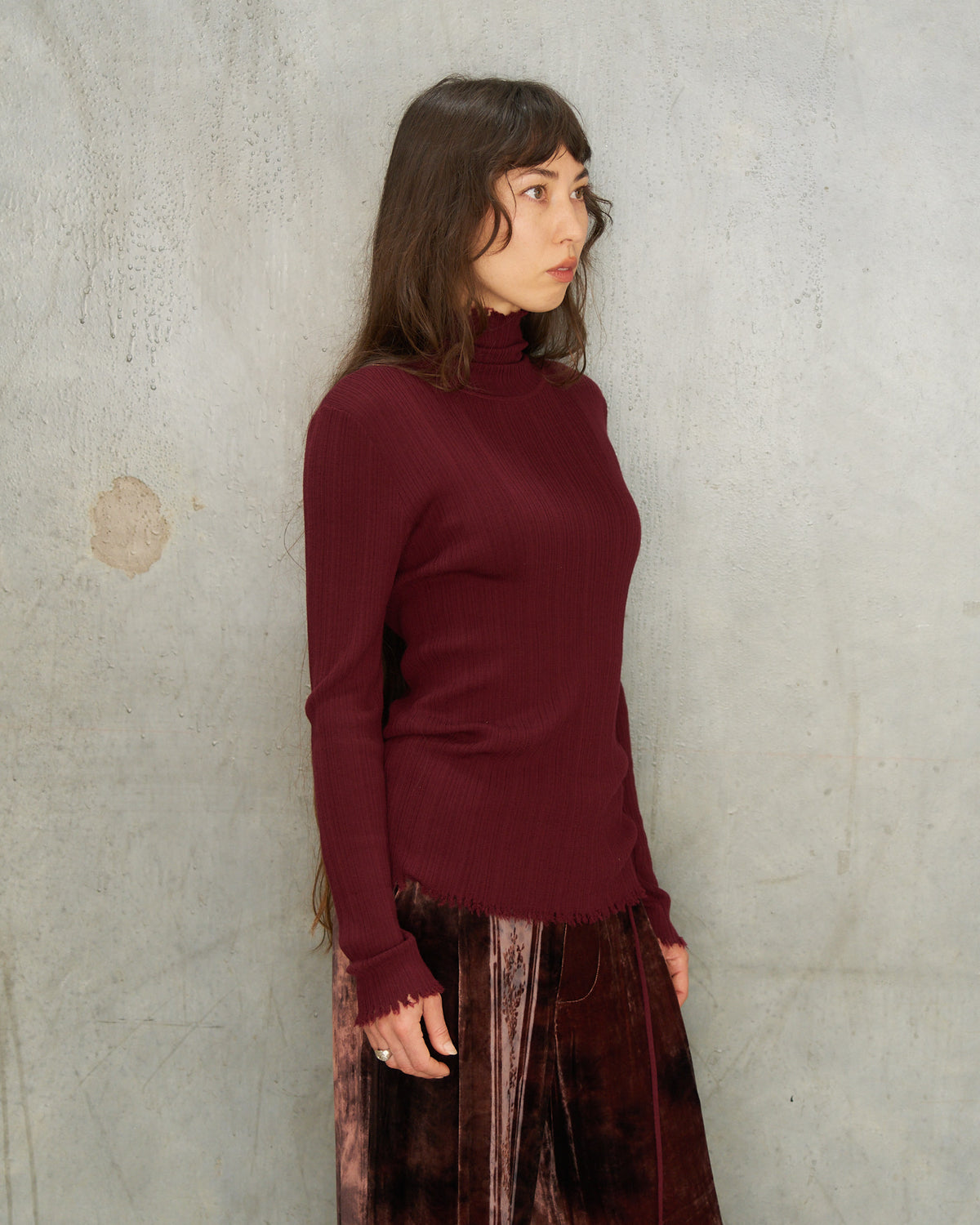 Brick Red Braiding Knit Top