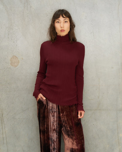 Brick Red Braiding Knit Top