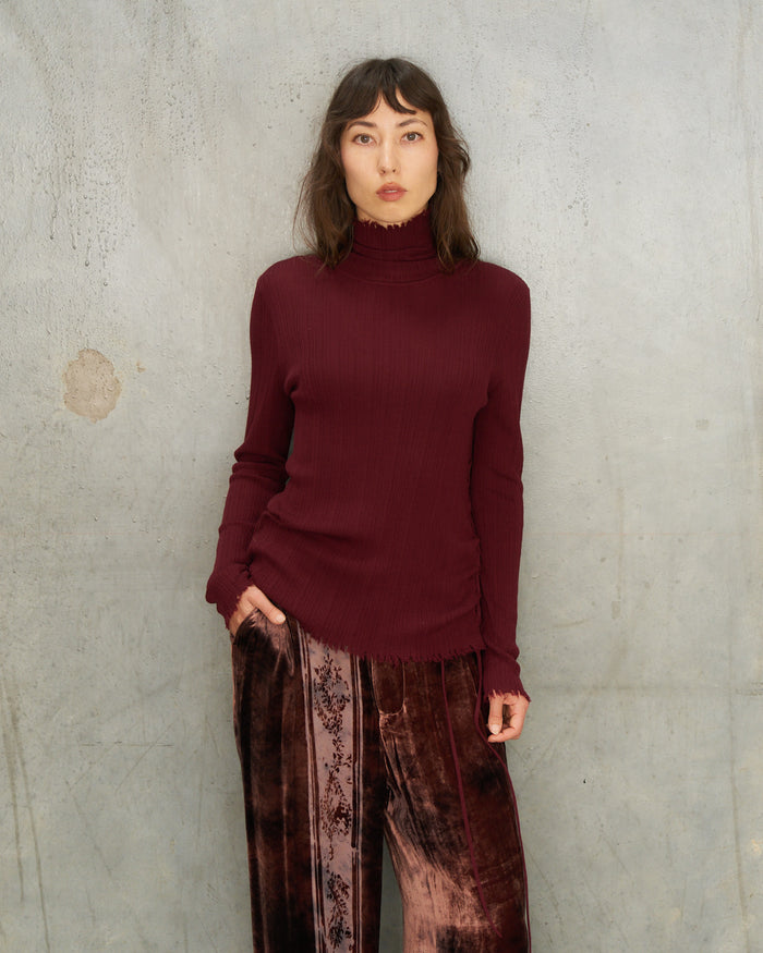 Brick Red Braiding Knit Top