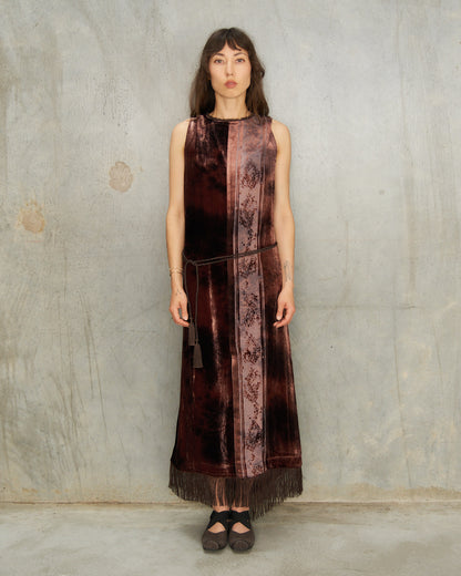 Brown Metta Silk Devoré Dress