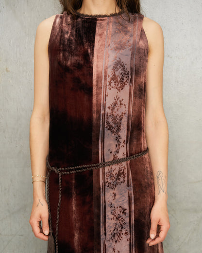 Brown Metta Silk Devoré Dress