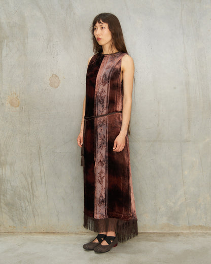 Brown Metta Silk Devoré Dress